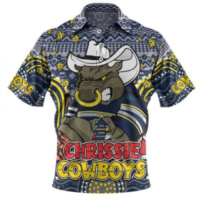 North Queensland Cowboys Christmas Custom Polo Shirt - Christmas Knit Patterns Vintage Jersey Ugly Polo Shirt