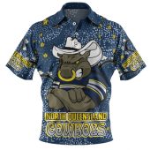 North Queensland Cowboys Custom Polo Shirt - Team With Dot And Star Patterns For Tough Fan Polo Shirt