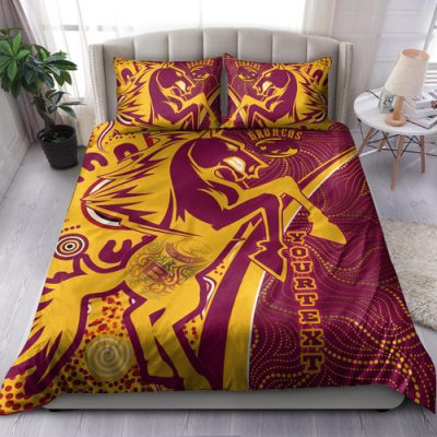 Brisbane Broncos Bedding Set - Custom Broncos Pride With Tattoo And Art Personalised Name And Number Bedding Set