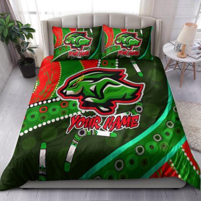 South Sydney Rabbitohs Bedding Set - Indigenous Bunnies Power Sport Tribal Bedding Set