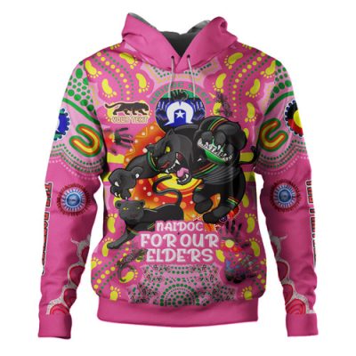 Penrith Panthers Naidoc Week Custom Hoodie - Go Mighty Penrith Panthers Naidoc For Our Elders Pink Hoodie