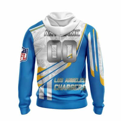 NFL Los Angeles Chargers Custom Name Number Blue Silver Pullover Hoodie