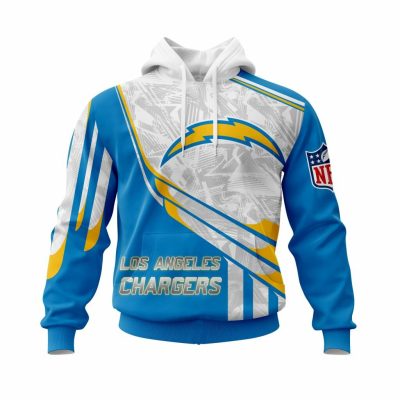 NFL Los Angeles Chargers Custom Name Number Blue Silver Pullover Hoodie