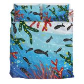 Australia Aboriginal Bedding Set - Underwater Concept Aboriginal Art With Fish Bedding Set