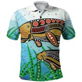 Australia Aboriginal Polo Shirt - Dugong Aboriginal Artwork With Mother And Baby
 Polo Shirt