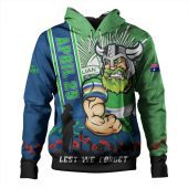 Canberra Raiders Hoodie Anzac Day Lest We Forget Strong Fighting Spirit
