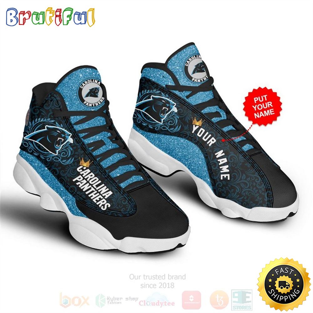 Carolina Panthers Nfl Custom Name Air Jordan 13 Shoes
