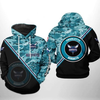 NBA Charlotte Hornets Teal Black Camo Pullover Hoodie