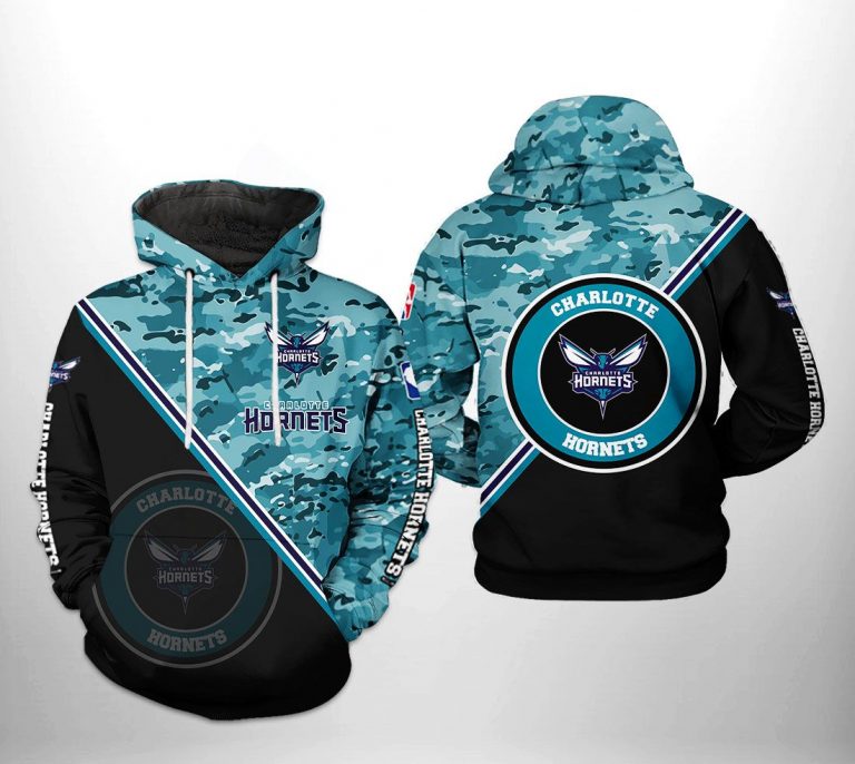 NBA Charlotte Hornets Teal Black Camo Pullover Hoodie NBA Charlotte Hornets Teal Black Camo Pullover Hoodie