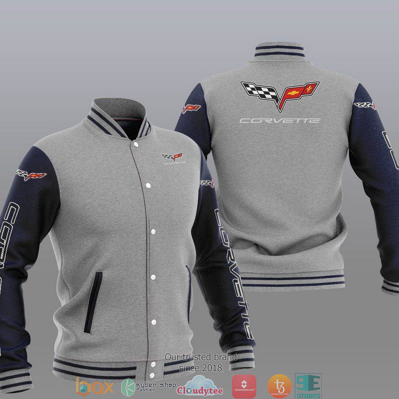 Chevrolet Corvette Gray Baseball Jacket Chevrolet Corvette Gray Baseball Jacket