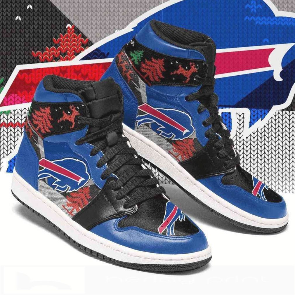 NFL Buffalo Bills Ugly Christmas Air Jordan 1 High Sneakers NFL Buffalo Bills Ugly Christmas Air Jordan 1 High Sneakers