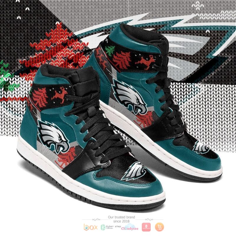 NFL Philadelphia Eagles Christmas Air Jordan 1 High Sneakers NFL Philadelphia Eagles Christmas Air Jordan 1 High Sneakers
