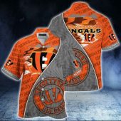 NFL Cincinnati Bengals Orange Grey Hawaiian Shirt V2