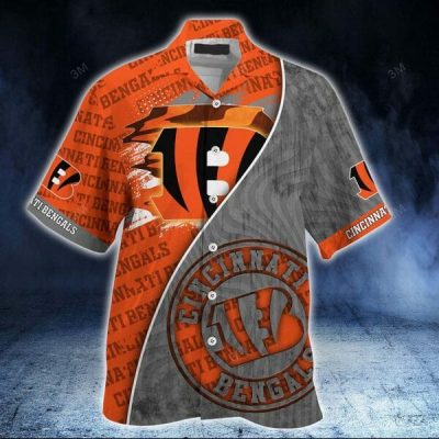 NFL Cincinnati Bengals Orange Grey Hawaiian Shirt V2
