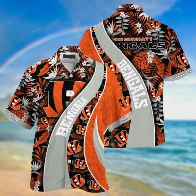 NFL Cincinnati Bengals Orange Grey Hawaiian Shirt