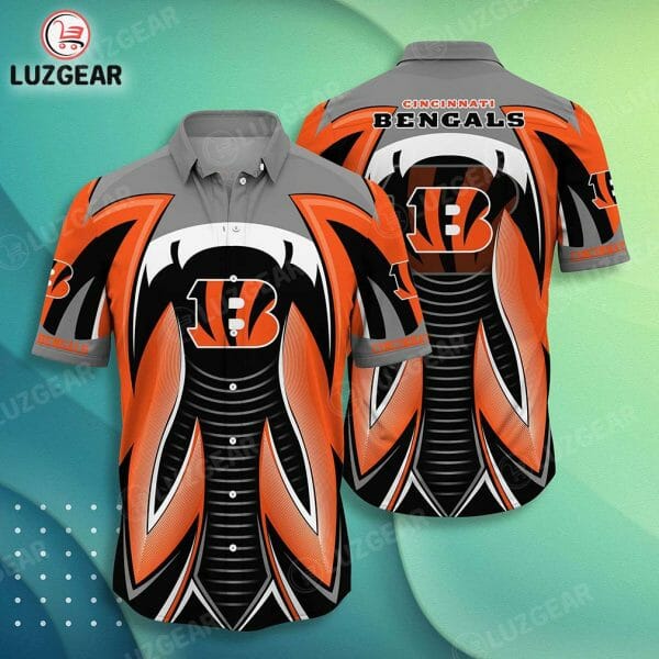 NFL Cincinnati Bengals Orange Black Hawaiian Shirt NFL Cincinnati Bengals Orange Black Hawaiian Shirt