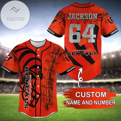 NFL Cincinnati Bengals Custom Name Number Orange Baseball Jersey V2