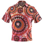 Australia Dot Painting Inspired Aboriginal Polo Shirt - Circle In The Aboriginal Dot Art Style Polo Shirt
