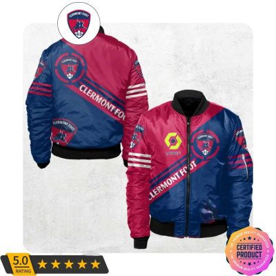 Clermont Foot 63 Ligue 1 Red Blue Bomber Jacket