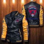 Clermont Foot 63 Yellow Black Leather Bomber Jacket