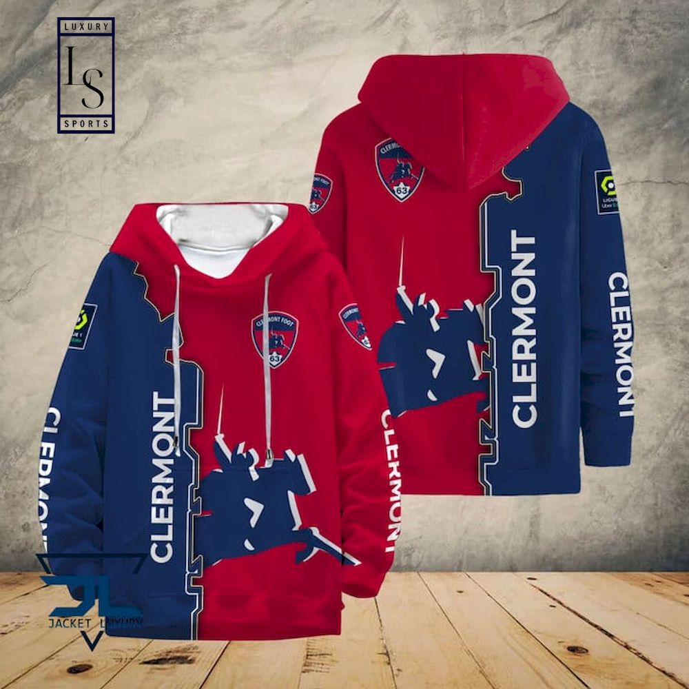 Clermont Foot 63 Dark Blue Red Pullover Hoodie Clermont Foot 63 Dark Blue Red Pullover Hoodie