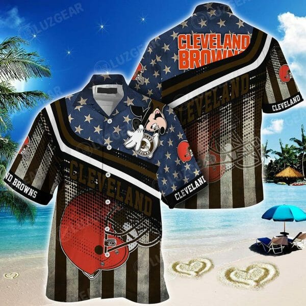 NFL Cleveland Browns American Flag Hawaiian Shirt NFL Cleveland Browns American Flag Hawaiian Shirt