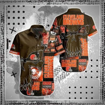 NFL Cleveland Browns Punisher Skull Hawaiian Shirt