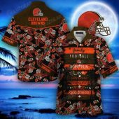 NFL Cleveland Browns Tropical Flowers Hawaiian Shirt