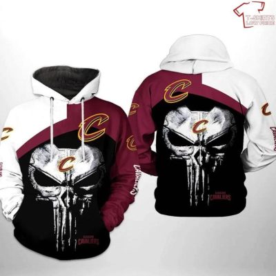 NBA Cleveland Cavaliers Black Wine Punisher Skull Pullover Hoodie