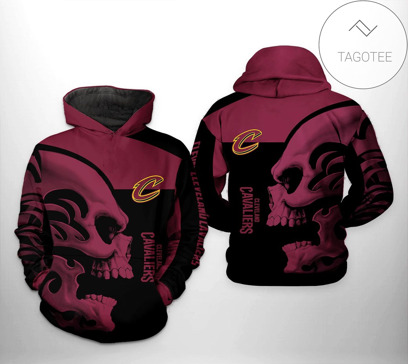 NBA Cleveland Cavaliers Black Wine Skull Pullover Hoodie V2 NBA Cleveland Cavaliers Black Wine Skull Pullover Hoodie V2