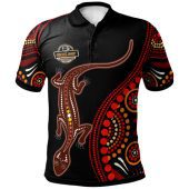 Australia Aboriginal Inspired Custom Polo Shirt - Aboriginal Inspired Lizard With Dot Painting Pattern