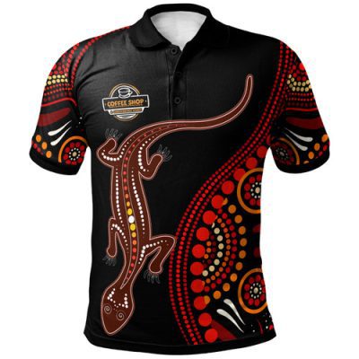 Australia Aboriginal Inspired Custom Polo Shirt - Aboriginal Inspired Lizard With Dot Painting Pattern