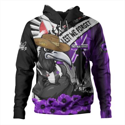 Collingwood Hoodie ANZAC Day Honor Purple Valor And Spirit