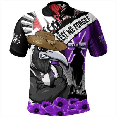 Collingwood Polo Shirt ANZAC Day Honor Purple Valor And Spirit