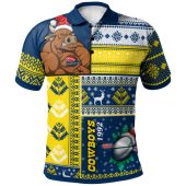 North Queensland Cowboys Polo Shirt - Custom Christmas Snowflakes North Queensland Cowboys Mascot Polo Shirt