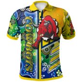 North Queensland Cowboys Polo Shirt - Custom North Queensland Cowboys Logo Aboriginal Inspired Indigenous Sport Style Polo Shirt