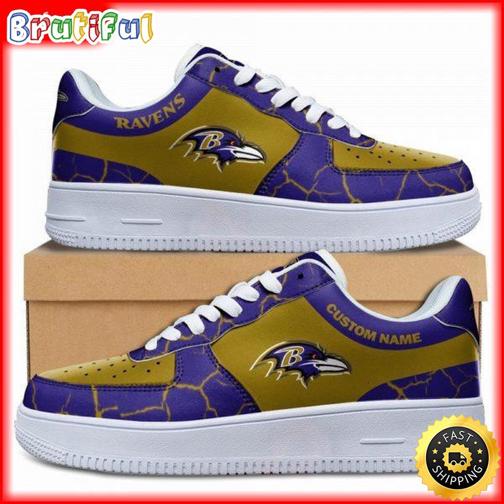 Custom NFL Baltimore Ravens Air Force 1 Shoes Sneaker Football Shoes For Fans Custom NFL Baltimore Ravens Air Force 1 Shoes Sneaker Football Shoes For Fans