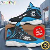 Custom Name NFL Carolina Panthers Logo Pattern Air Jordan 13 Shoes Printed Logo JD 13