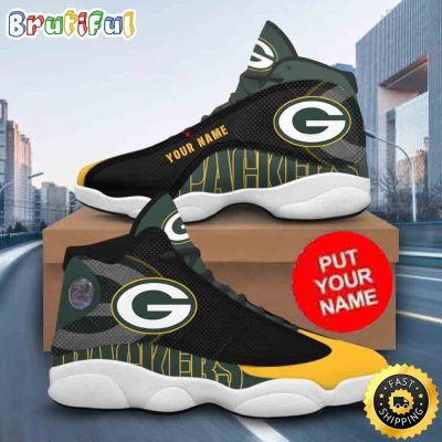 Custom Name NFL Green Bay Packers Baseball Air Jordan 13 Shoes Printed Logo JD 13
