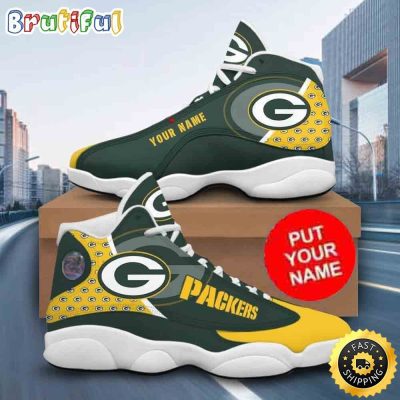 Custom Name NFL Green Bay Packers Logo Pattern Air Jordan 13 Shoes Printed Logo JD 13