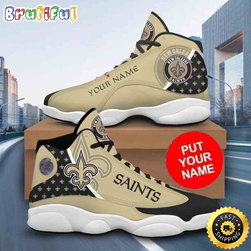 Custom Name NFL New Orleans Saints Air Jordan 13 Shoes Printed Logo JD 13 Custom Name NFL New Orleans Saints Air Jordan 13 Shoes Printed Logo JD 13