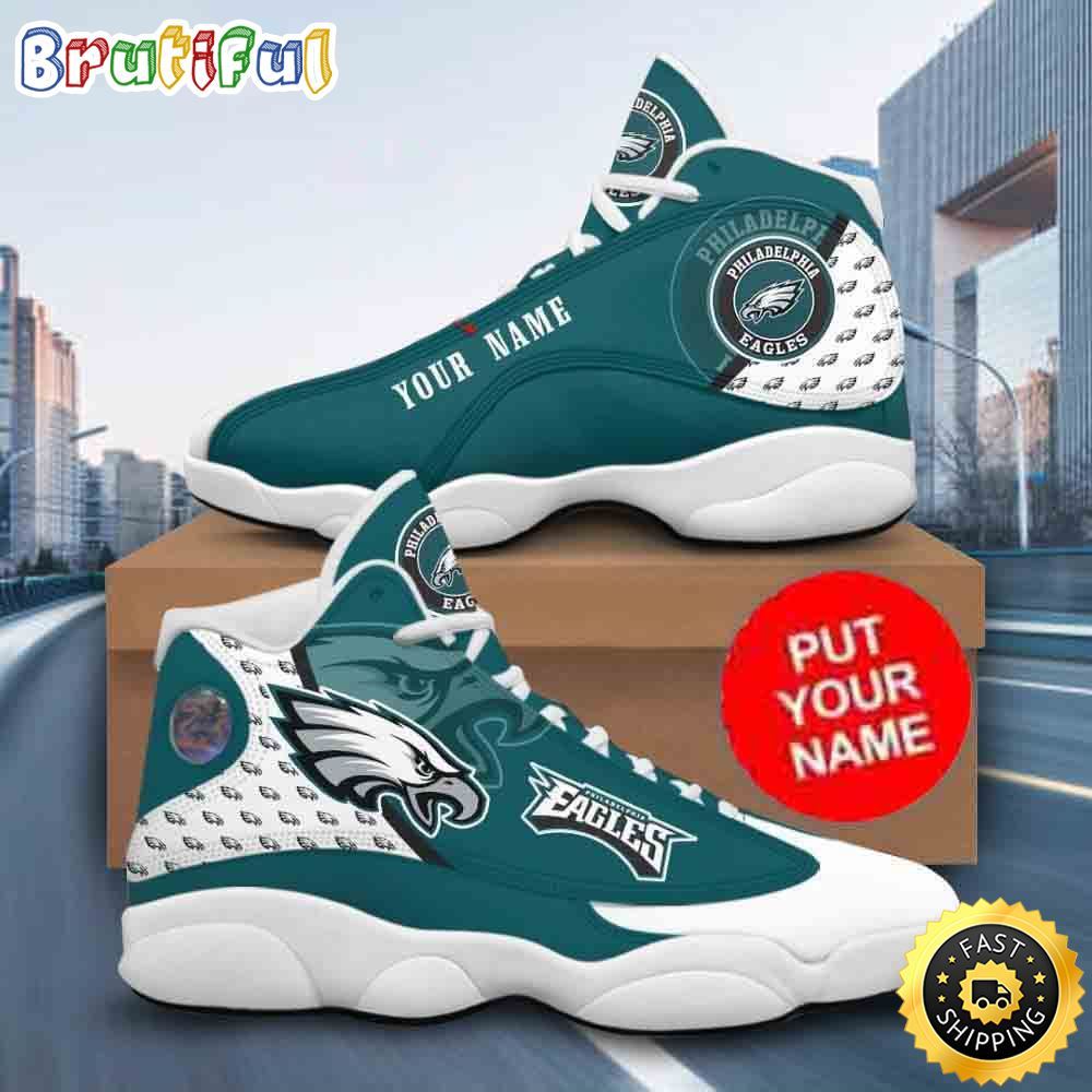 Custom Name NFL Philadelphia Eagles Logo Design Air Jordan 13 Shoes Printed Logo JD 13
