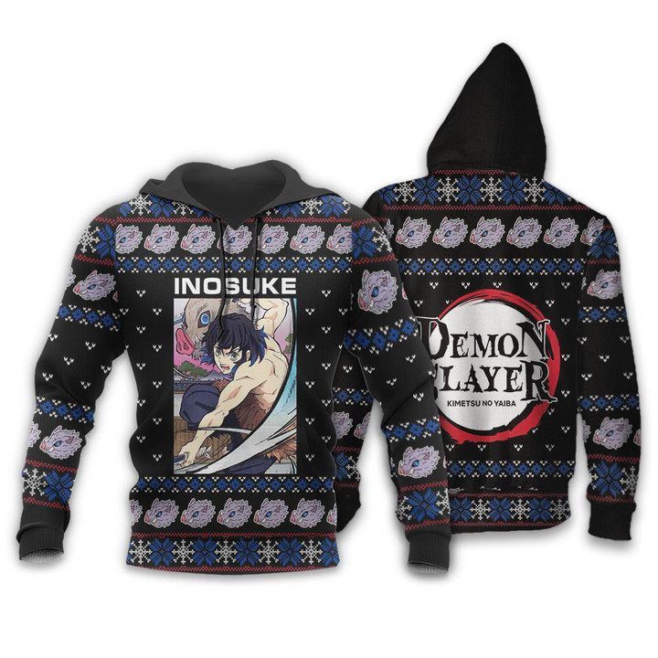 DEMON SLAYER Inosuke Hashibira Ugly Christmas Pullover Hoodie DEMON SLAYER Inosuke Hashibira Ugly Christmas Pullover Hoodie