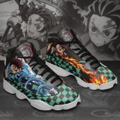 Demon Slayer Tanjiro Kamado Water Sun Breathing Air Jordan 13 Shoes Mockup 1.jpg - demo10