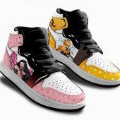 Demon Slayer Zenitsu Agatsuma And Nezuko Custom Air Jordan 1 High Sneakers Mockup 1.jpeg - demo10