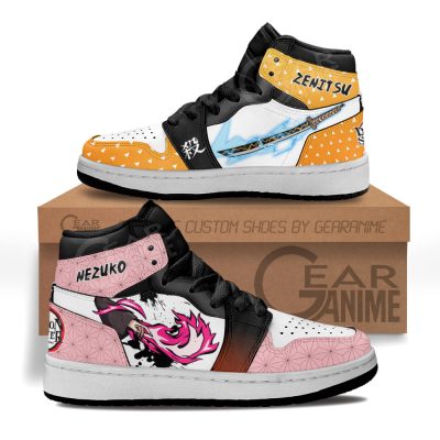 DEMON SLAYER Zenitsu Agatsuma And Nezuko Skills Air Jordan 1 High Sneakers