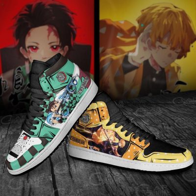 DEMON SLAYER Zenitsu Agatsuma And Tanjiro Air Jordan 1 High Sneakers