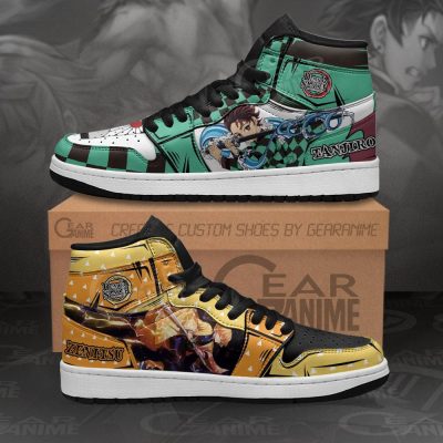 DEMON SLAYER Zenitsu Agatsuma And Tanjiro Air Jordan 1 High Sneakers
