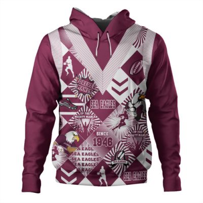 Manly Warringah Sea Eagles Hoodie - Argyle Patterns Style Tough Fan Rugby For Life