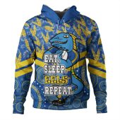 Parramatta Eels Sport Hoodie - Tropical Patterns And Dot Painting Eat Sleep Rugby Repeat